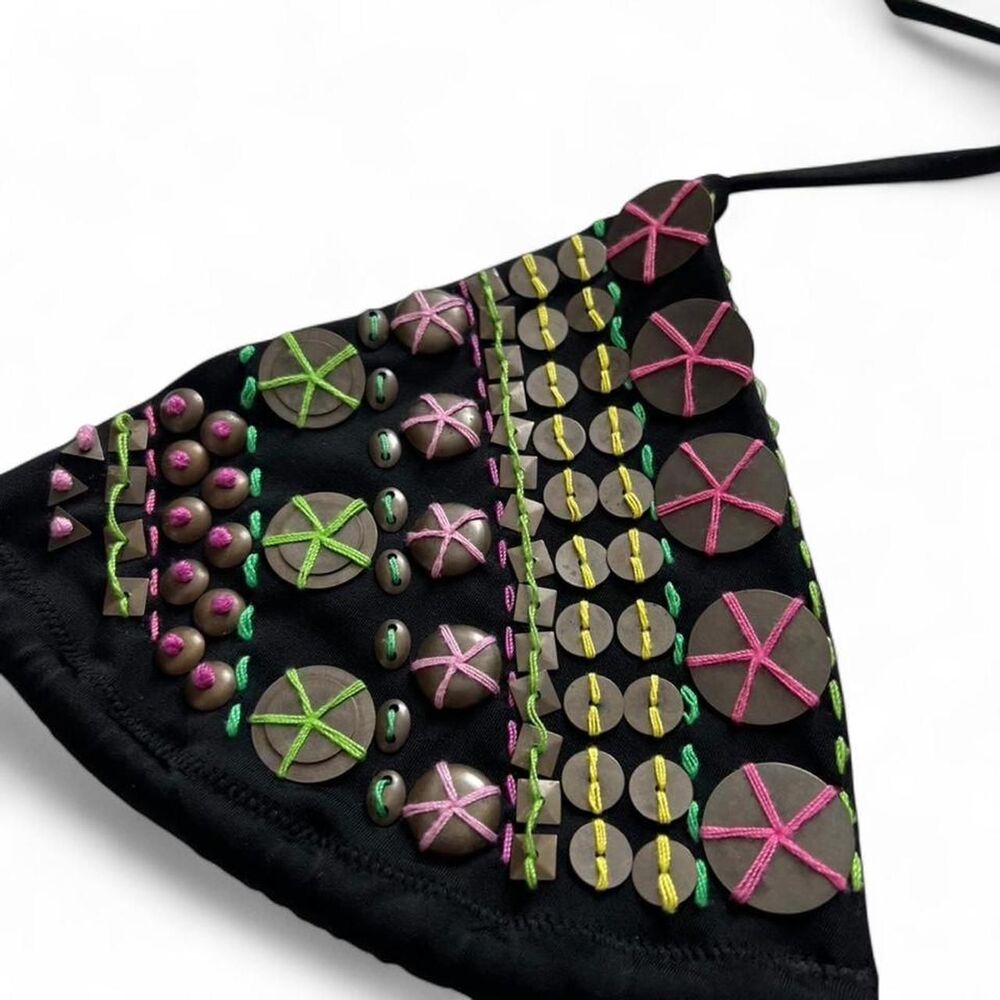 Black Embellished Victoria’s Secret Bikini Top Women’s Small - Picture 2 of 3